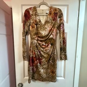 Siena Studio Long Sleeve Dress with Floral and Animal Print